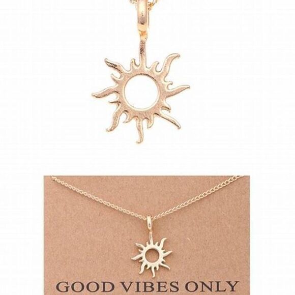 GOLD PLATED SUN PENDANT NECKLACE WITH INSPIRATION CARD - Picture 6 of 13